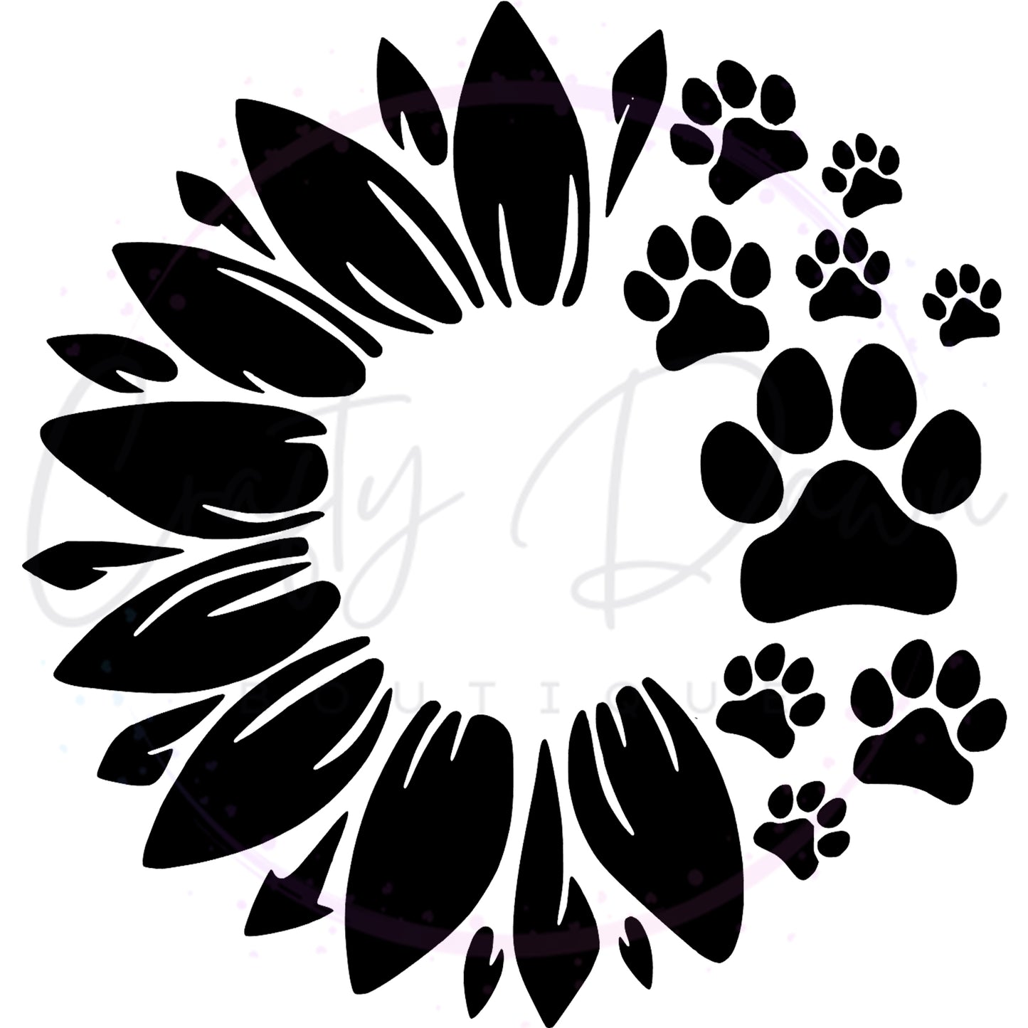 Dog Paw Sunflower Decal