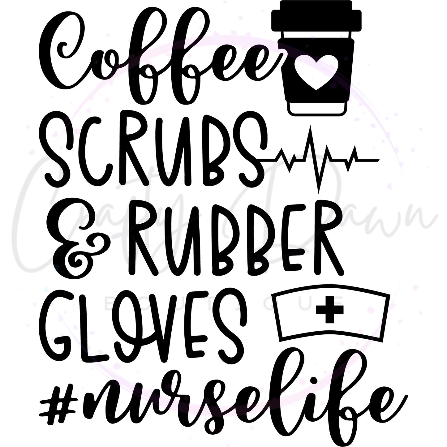 Coffee, Scrubs, & Rubber Gloves Decal