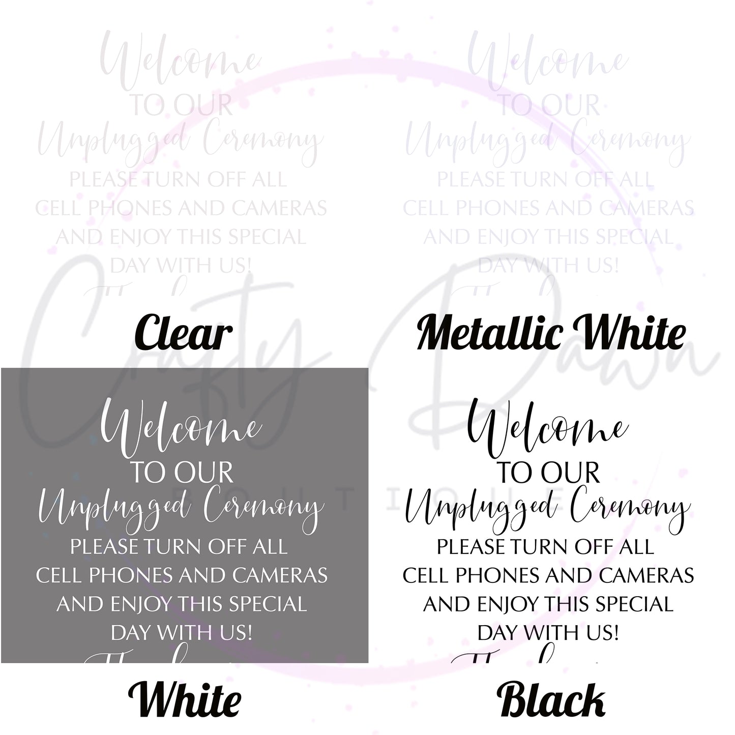 Unplugged Ceremony Acrylic Sign
