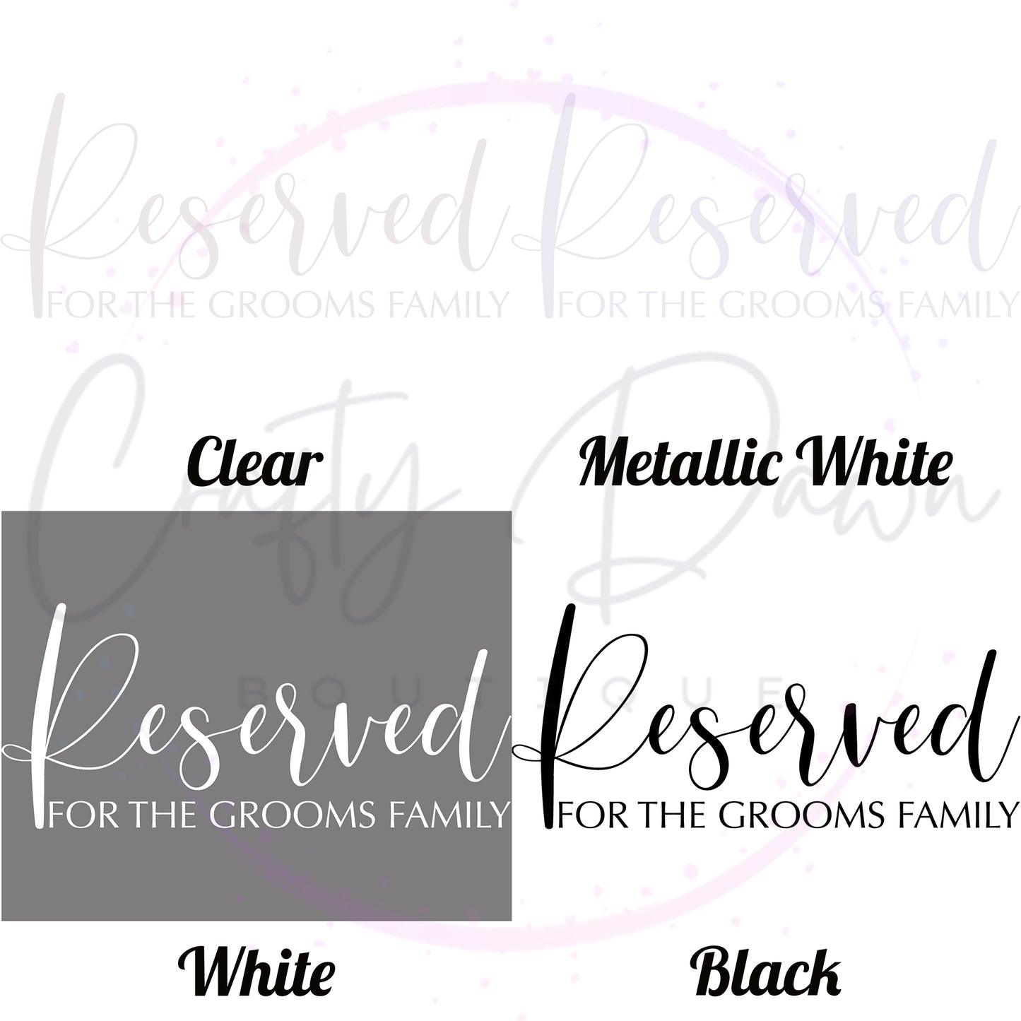 Reserved For The Groom's Family Acrylic Sign