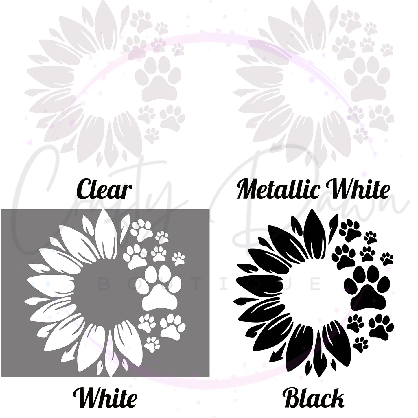 Dog Paw Sunflower Decal