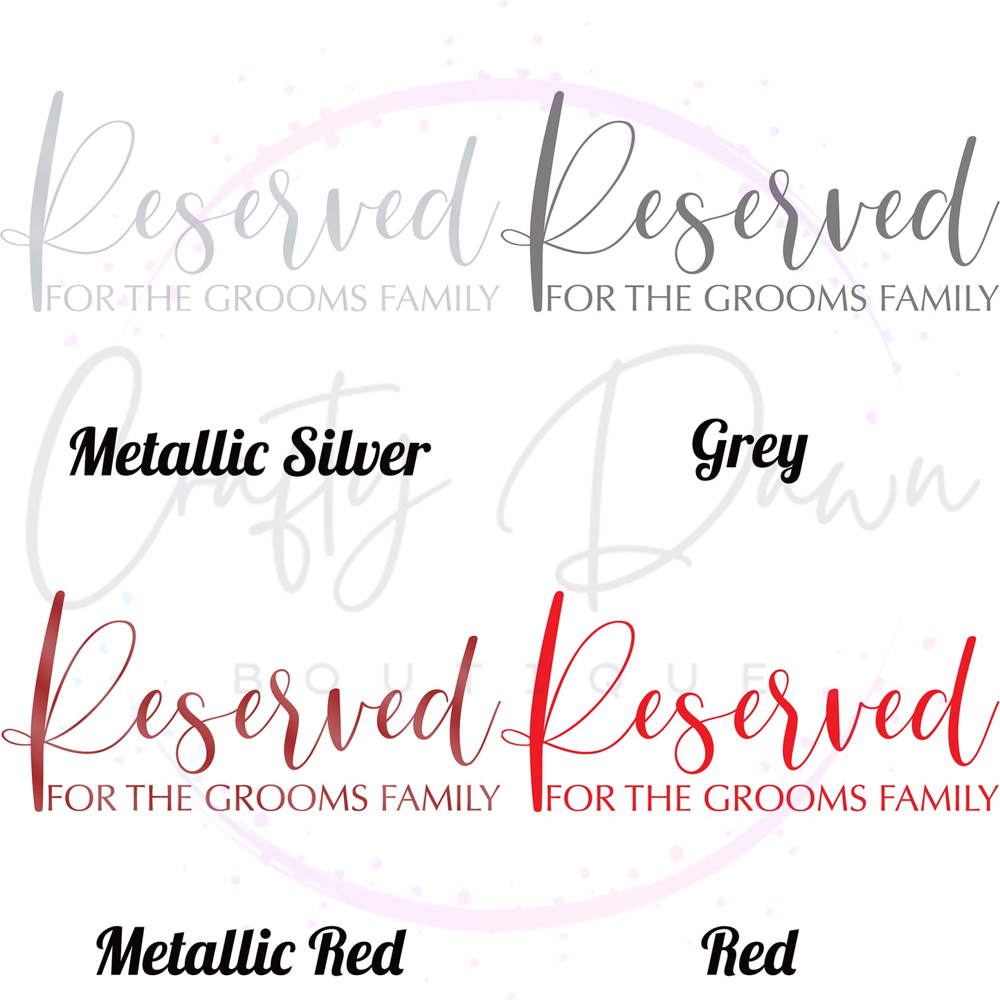 Reserved For The Groom's Family Acrylic Sign