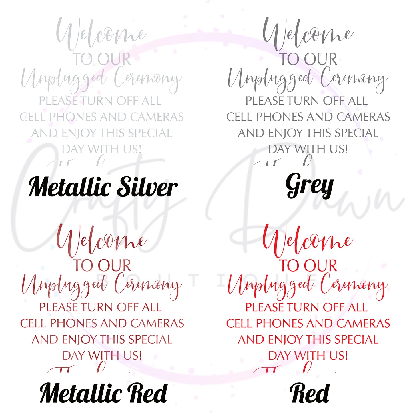 Unplugged Ceremony Acrylic Sign