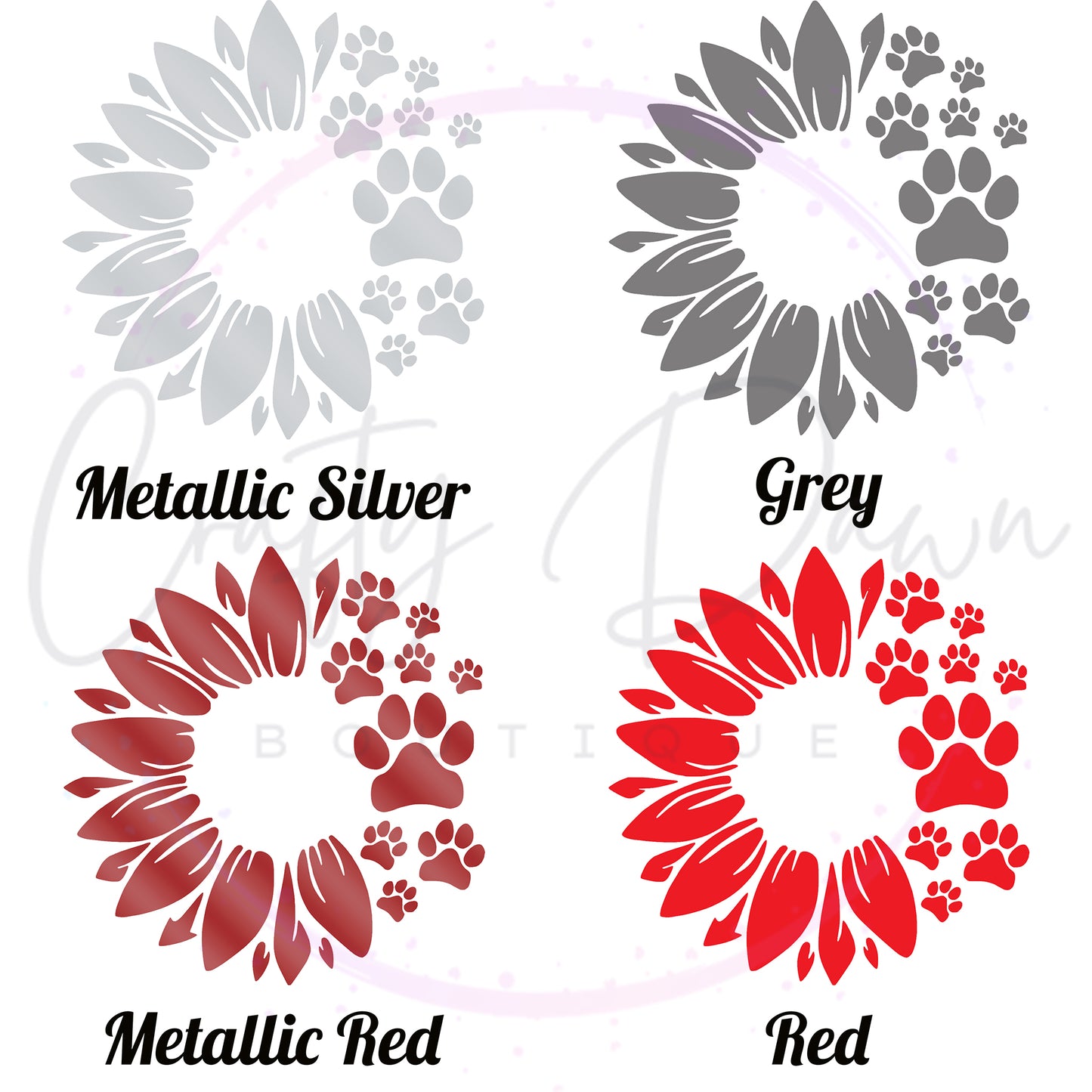 Dog Paw Sunflower Decal