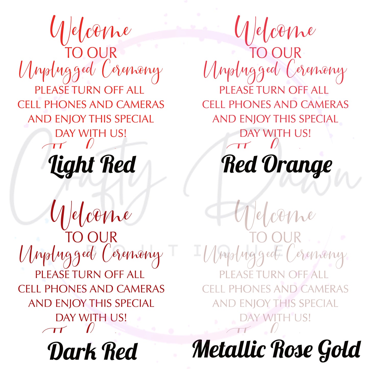 Unplugged Ceremony Acrylic Sign