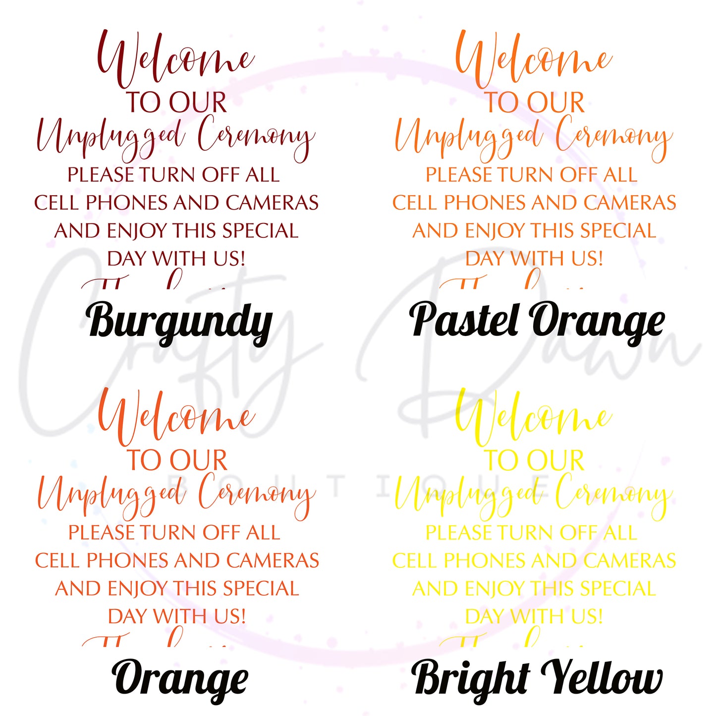 Unplugged Ceremony Acrylic Sign