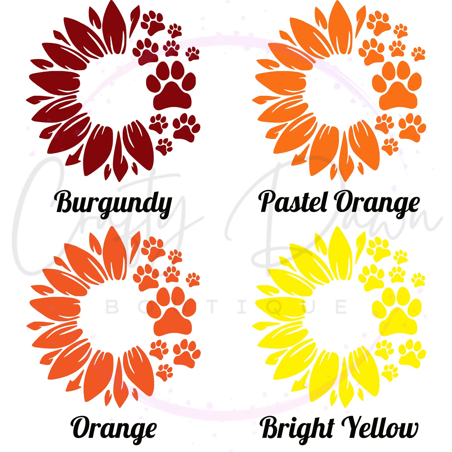 Dog Paw Sunflower Decal