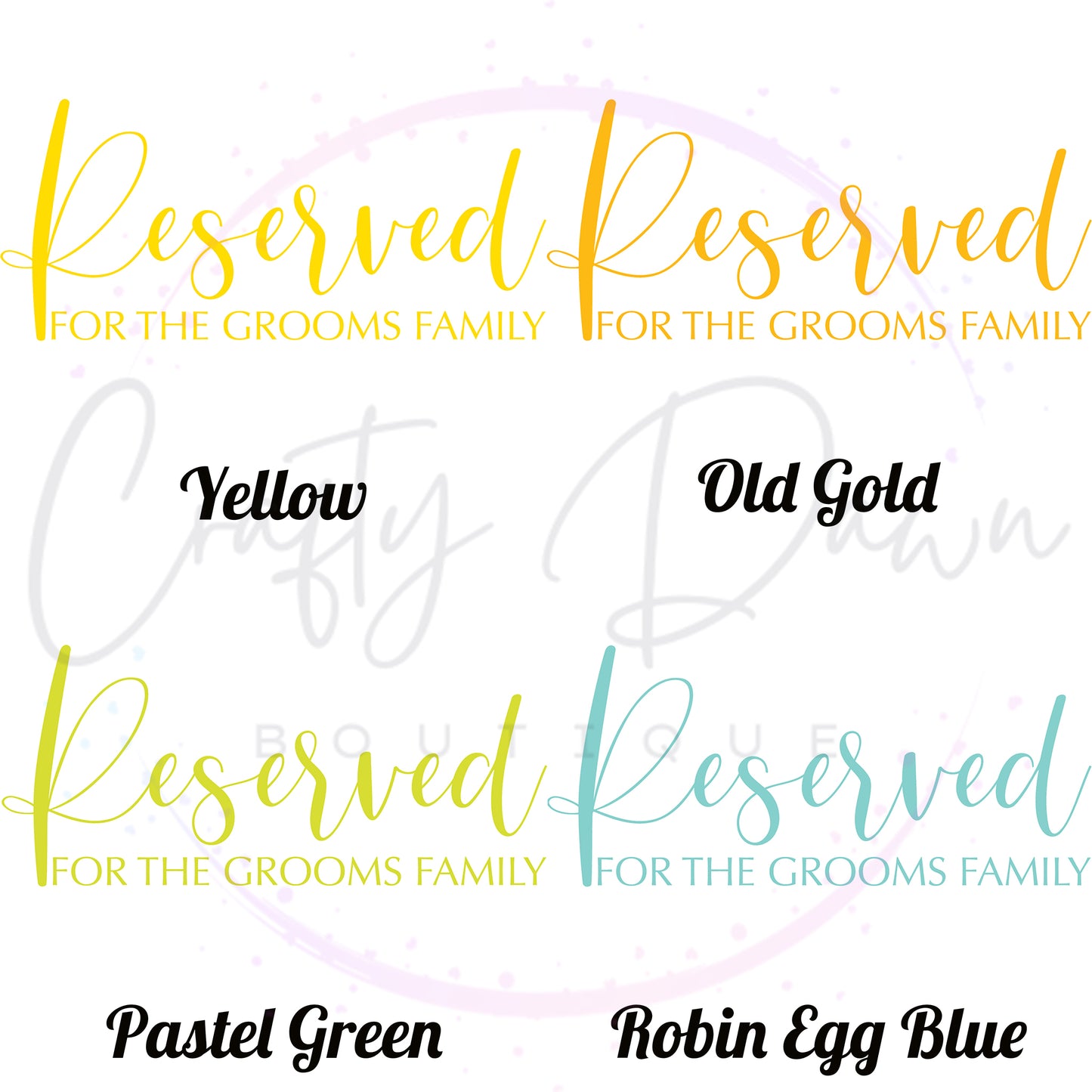Reserved For The Groom's Family Acrylic Sign