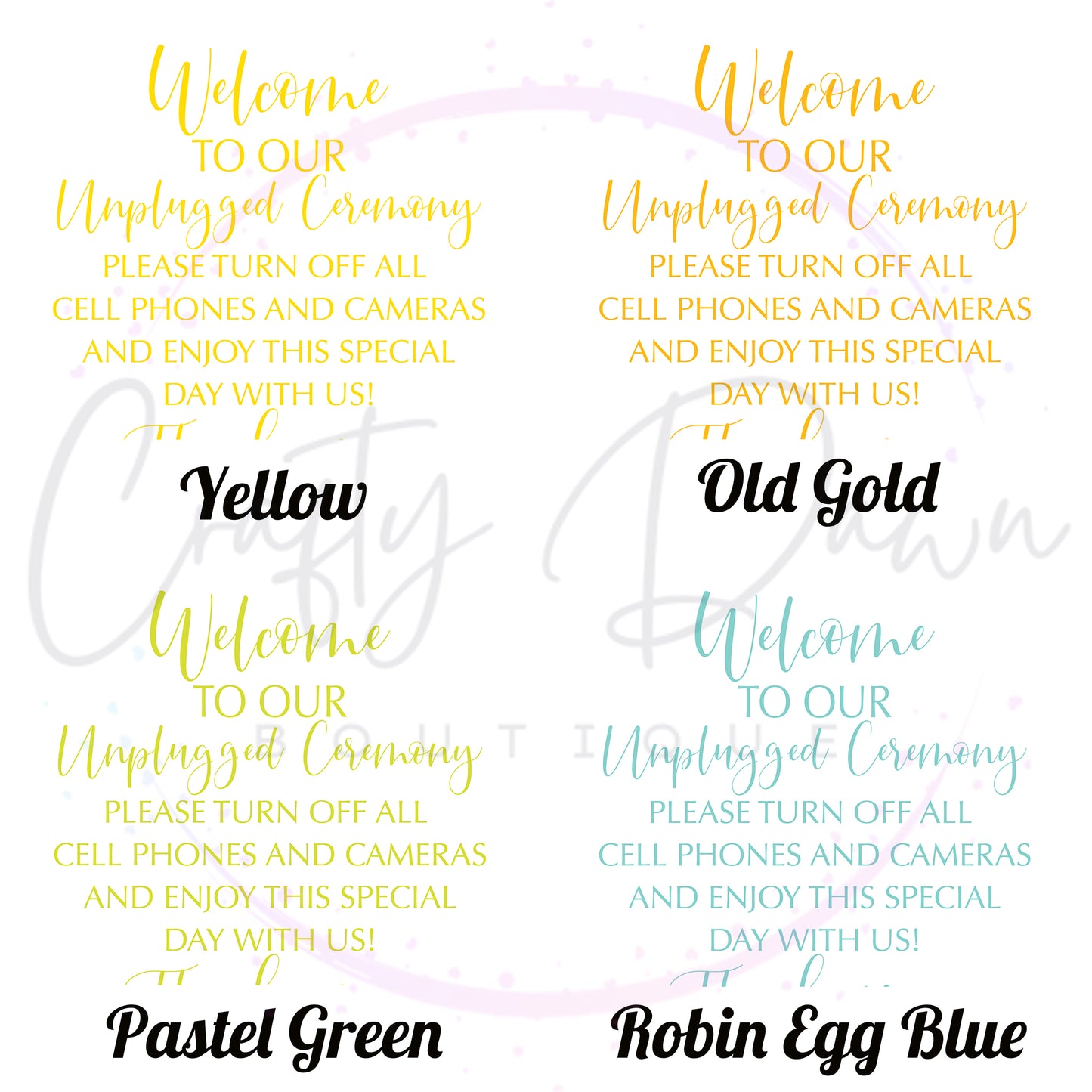 Unplugged Ceremony Acrylic Sign