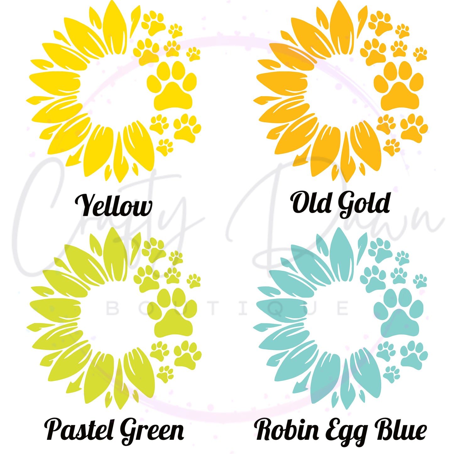 Dog Paw Sunflower Decal