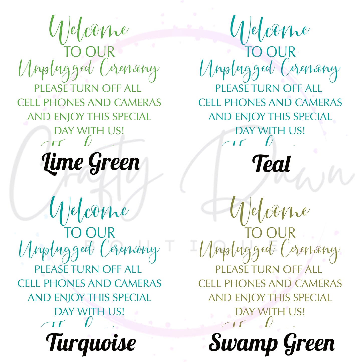 Unplugged Ceremony Acrylic Sign