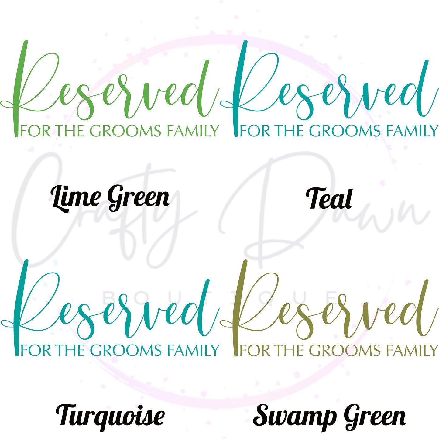 Reserved For The Groom's Family Acrylic Sign