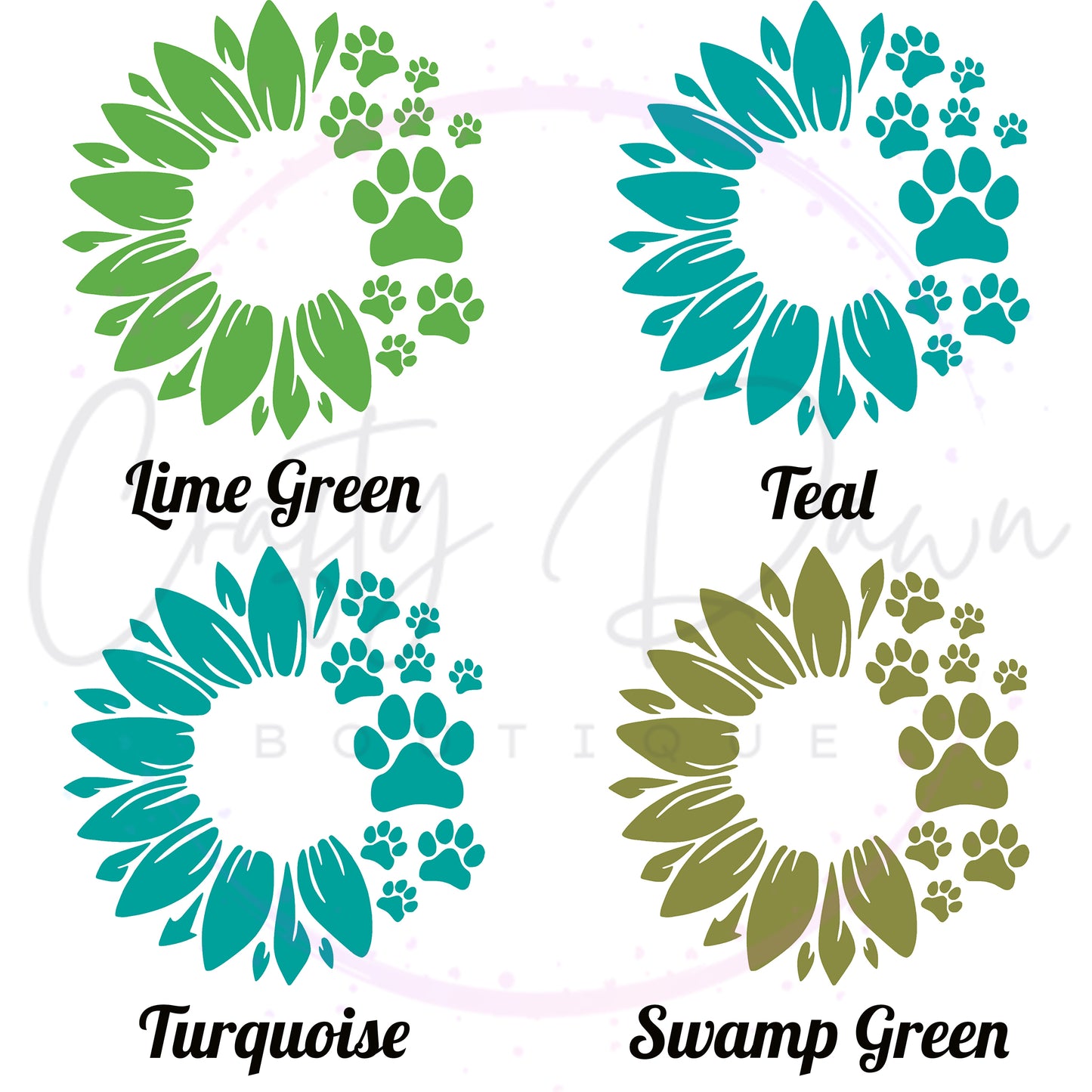 Dog Paw Sunflower Decal