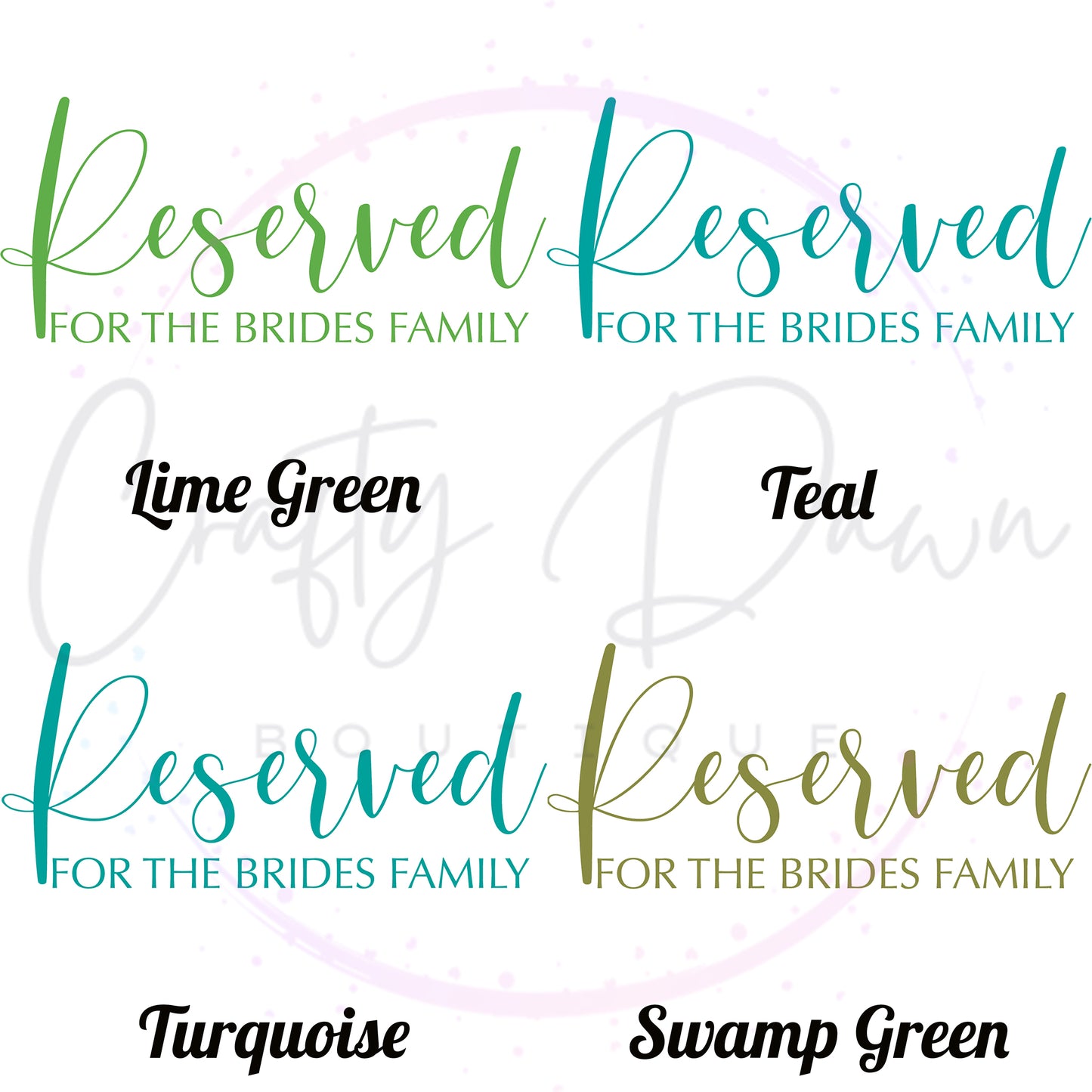 Reserved For The Bride's Family Acrylic Sign