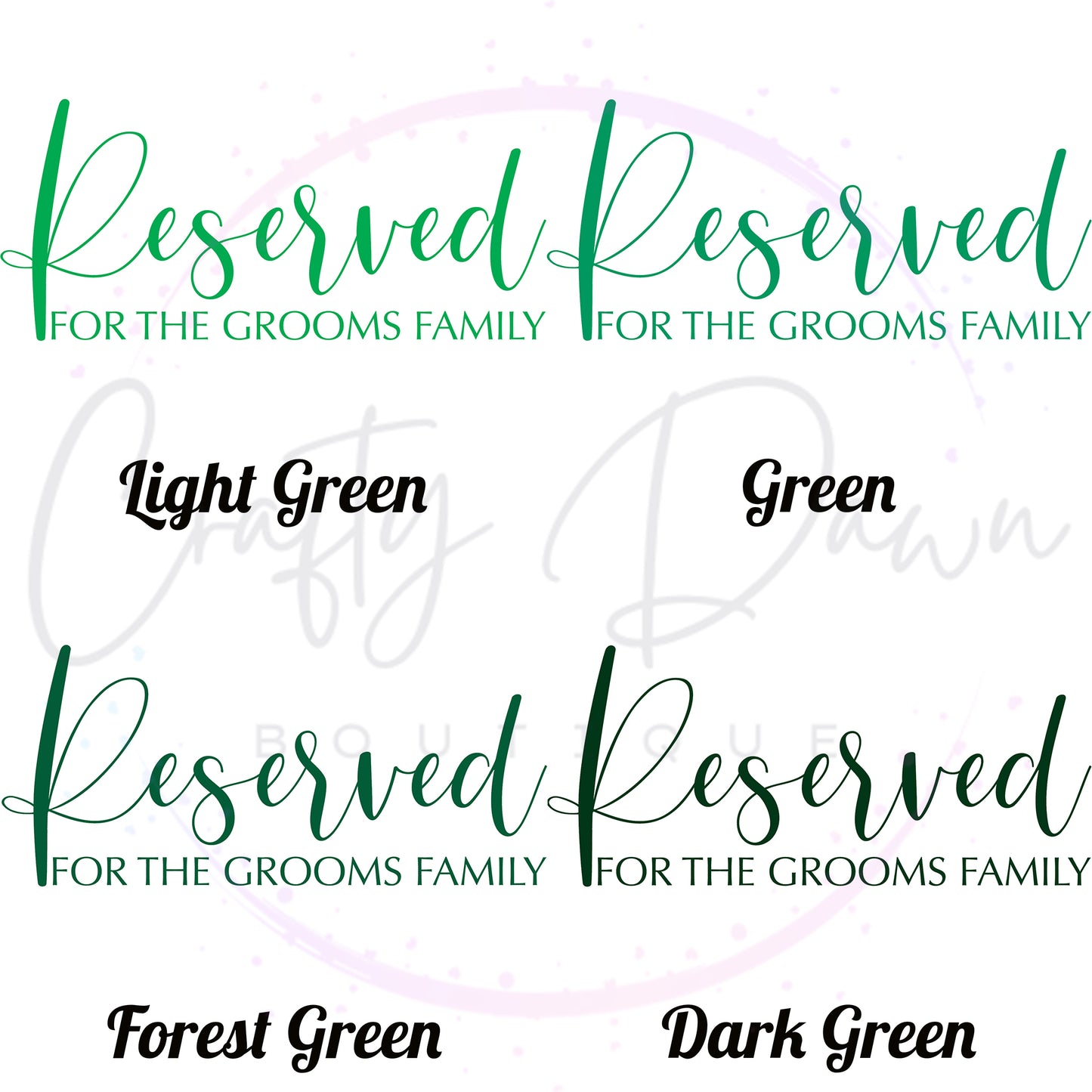 Reserved For The Groom's Family Acrylic Sign