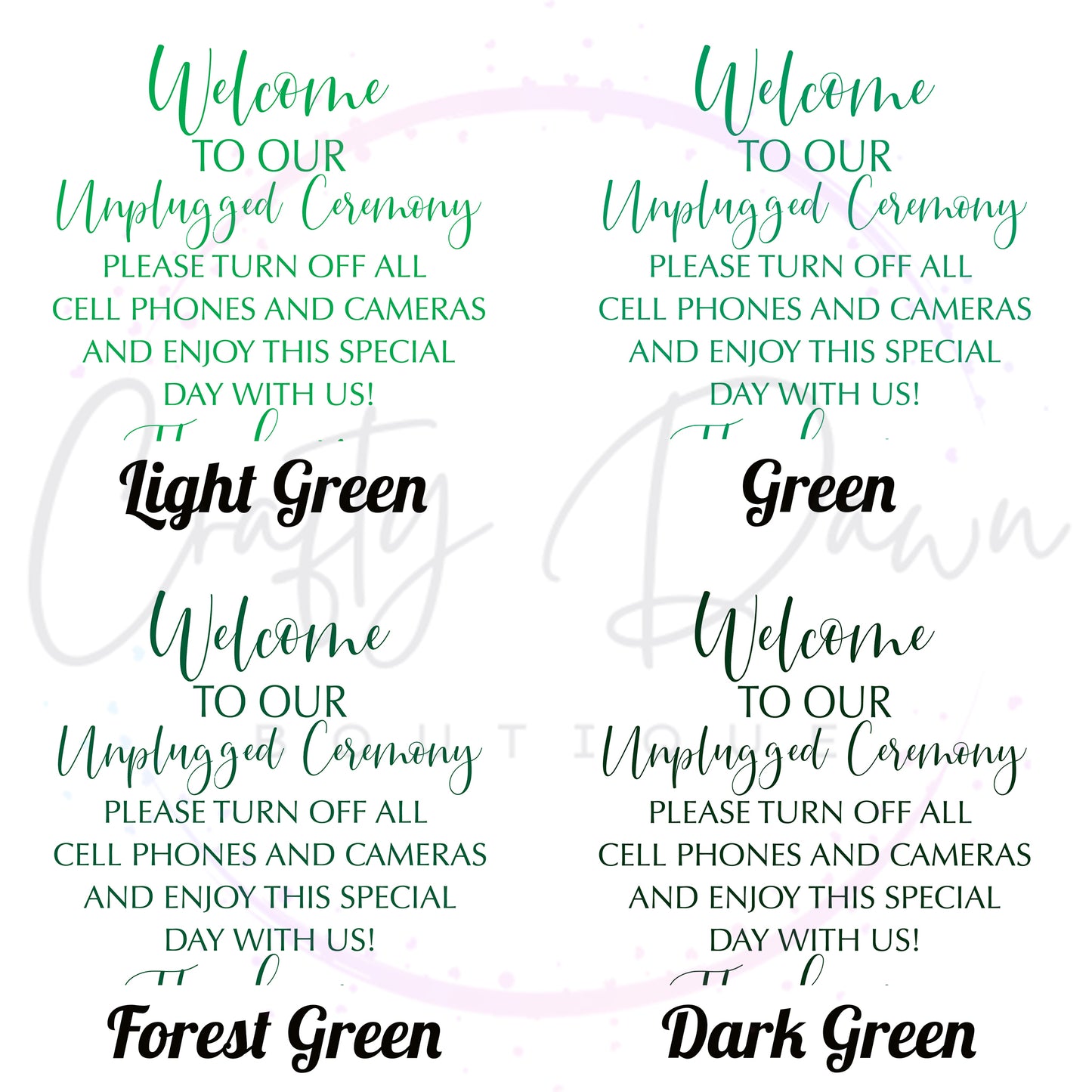 Unplugged Ceremony Acrylic Sign