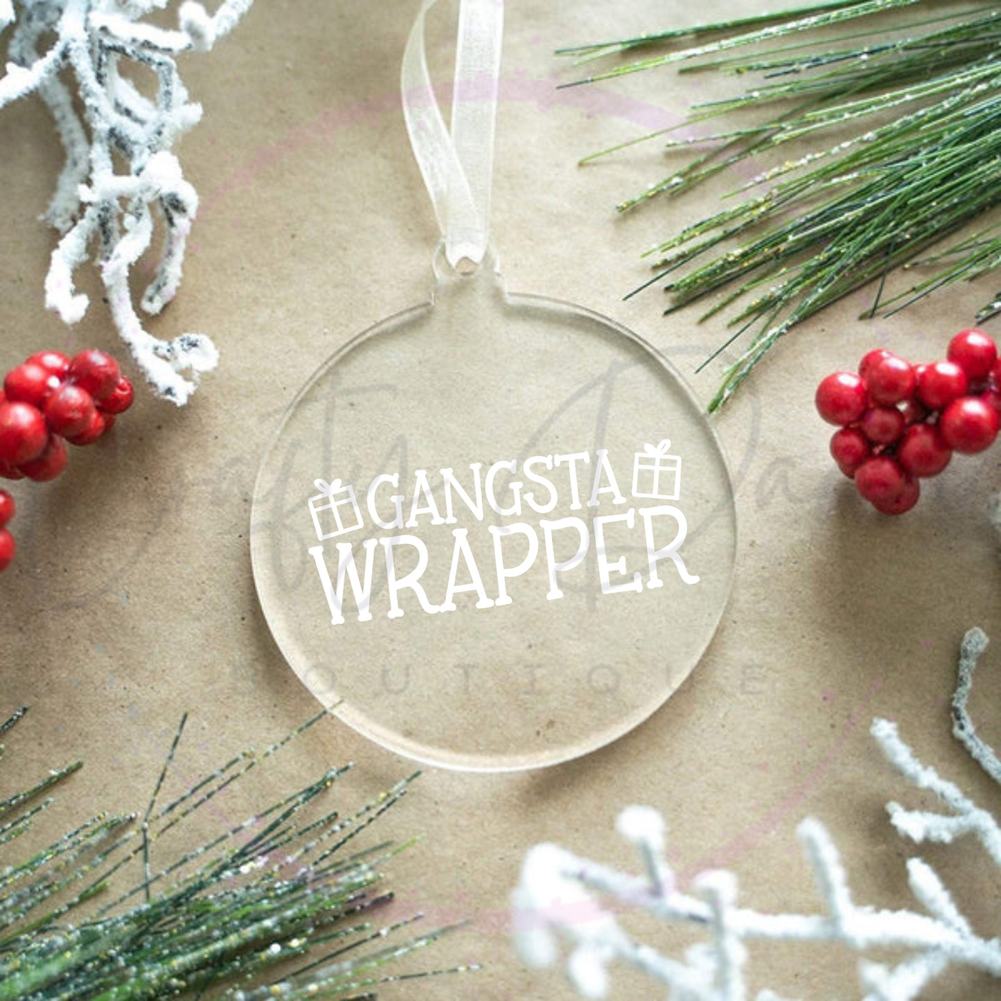 Gangsta Wrapper Engraved Ornament