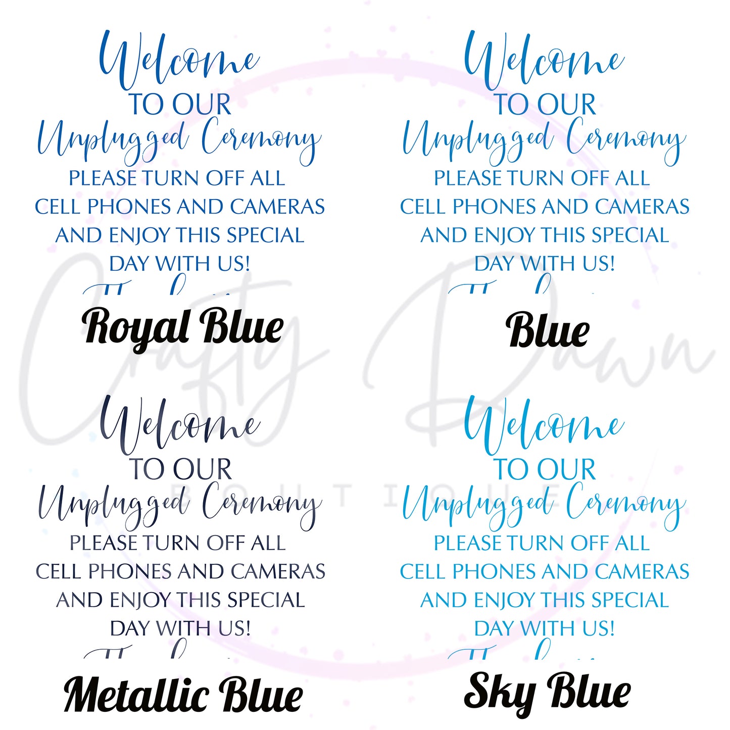 Unplugged Ceremony Acrylic Sign