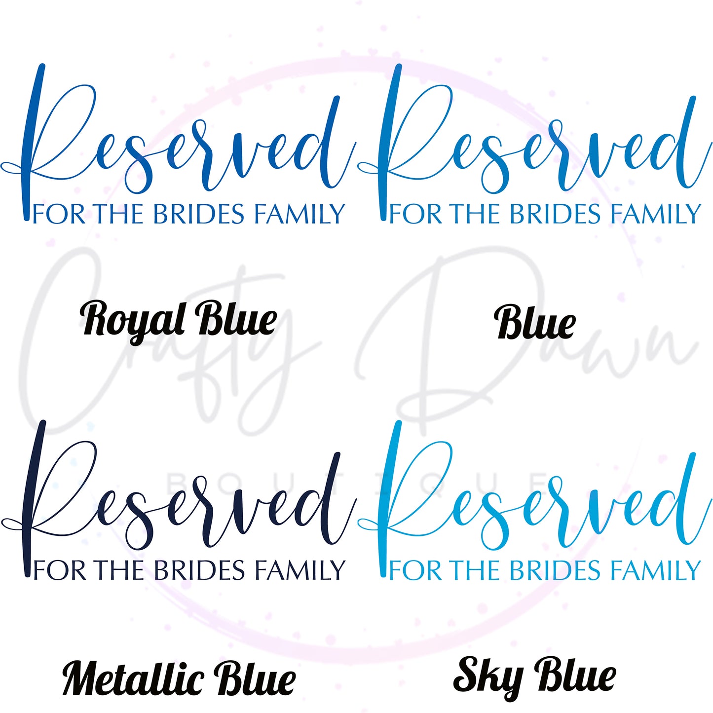 Reserved For The Bride's Family Acrylic Sign