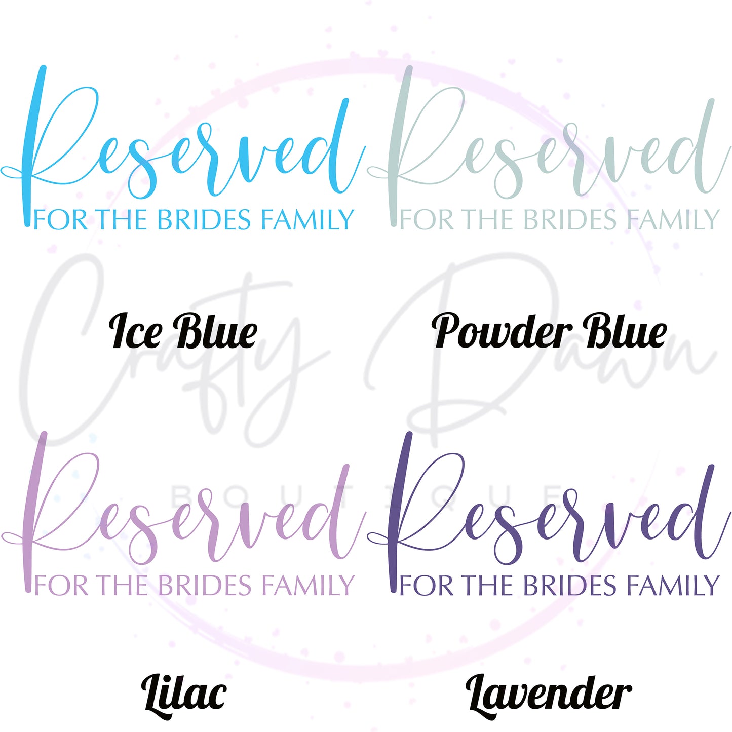 Reserved For The Bride's Family Acrylic Sign