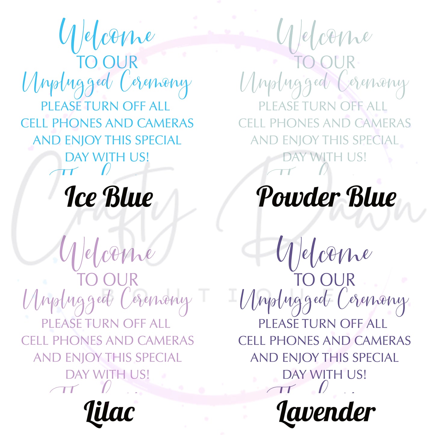 Unplugged Ceremony Acrylic Sign