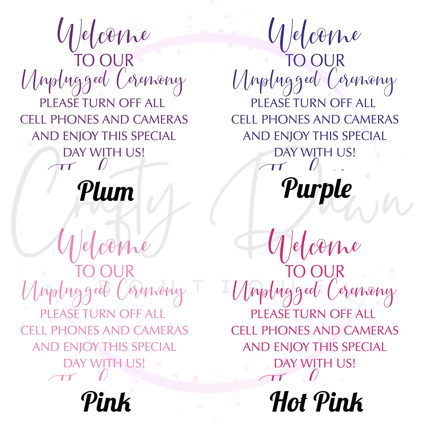 Unplugged Ceremony Acrylic Sign
