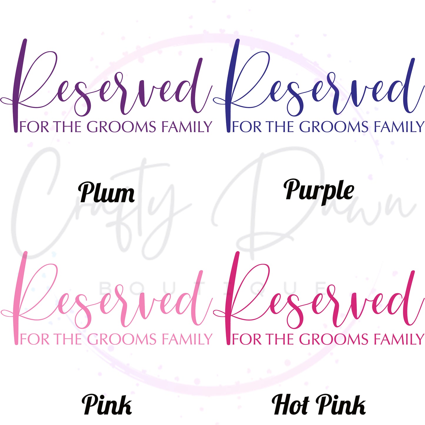 Reserved For The Groom's Family Acrylic Sign