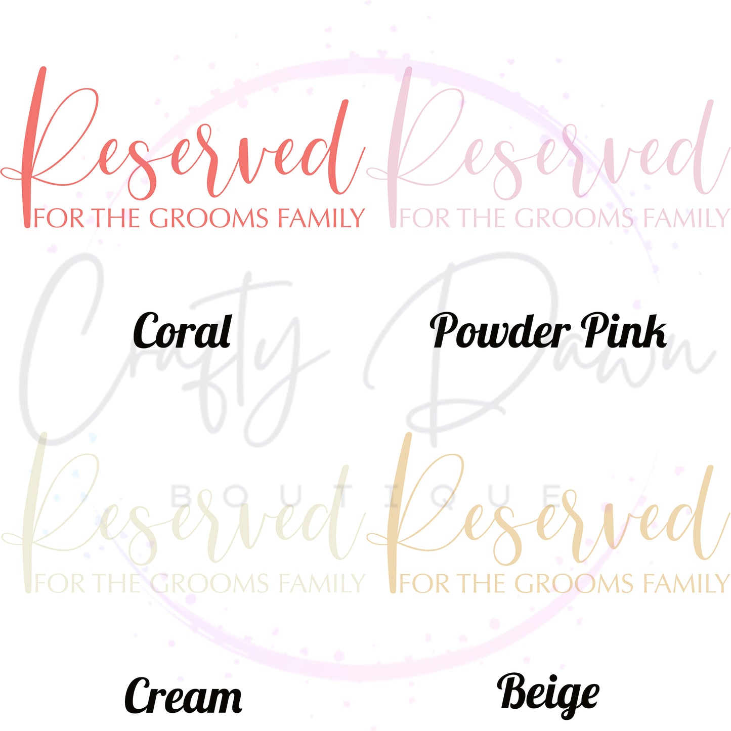Reserved For The Groom's Family Acrylic Sign