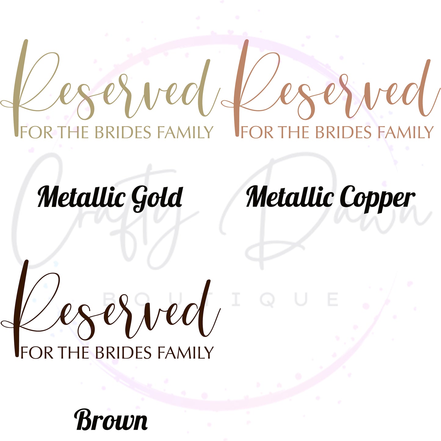 Reserved For The Bride's Family Acrylic Sign