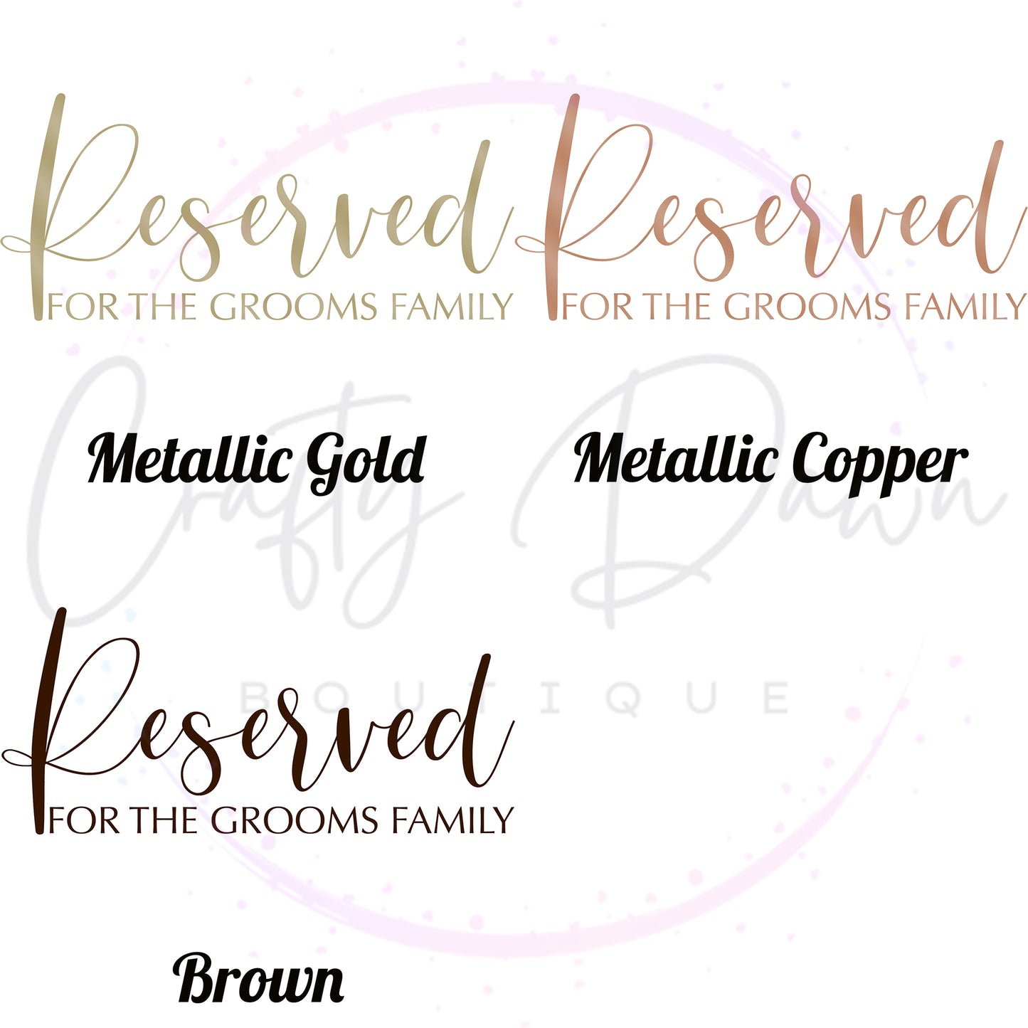 Reserved For The Groom's Family Acrylic Sign