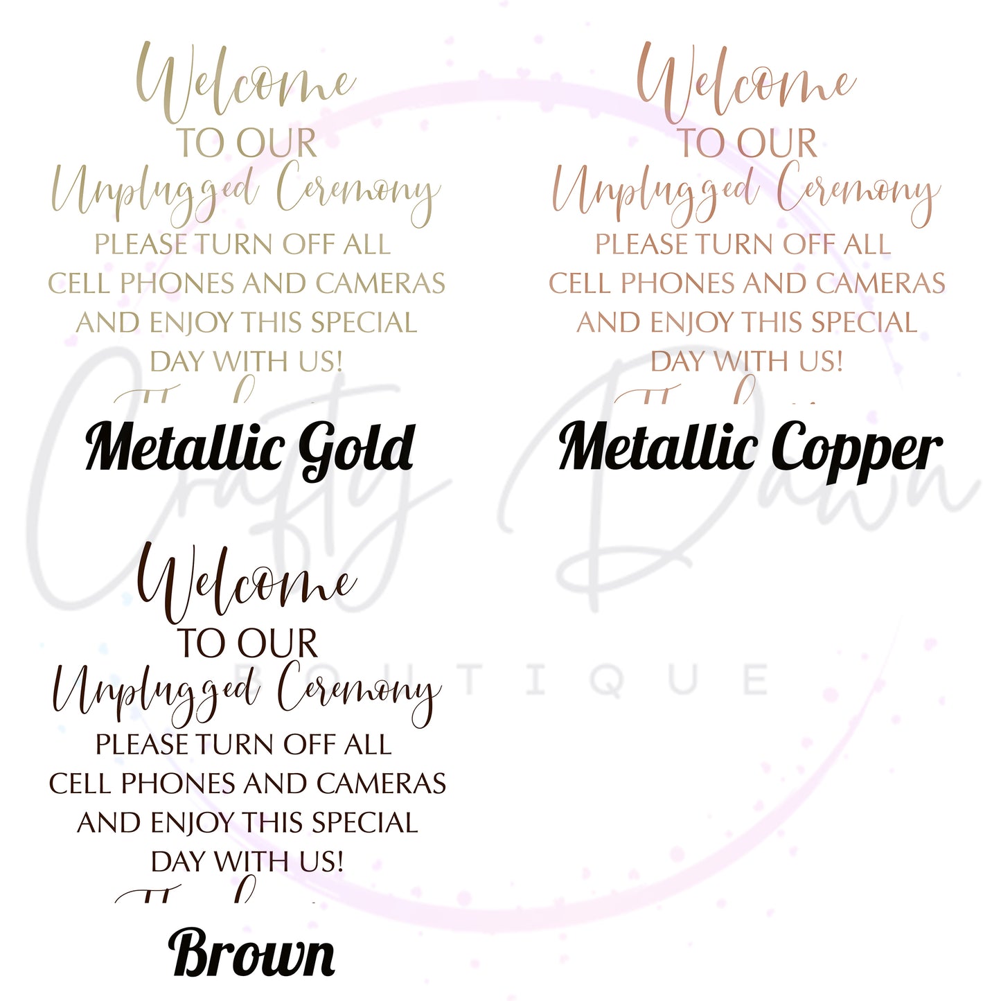 Unplugged Ceremony Acrylic Sign
