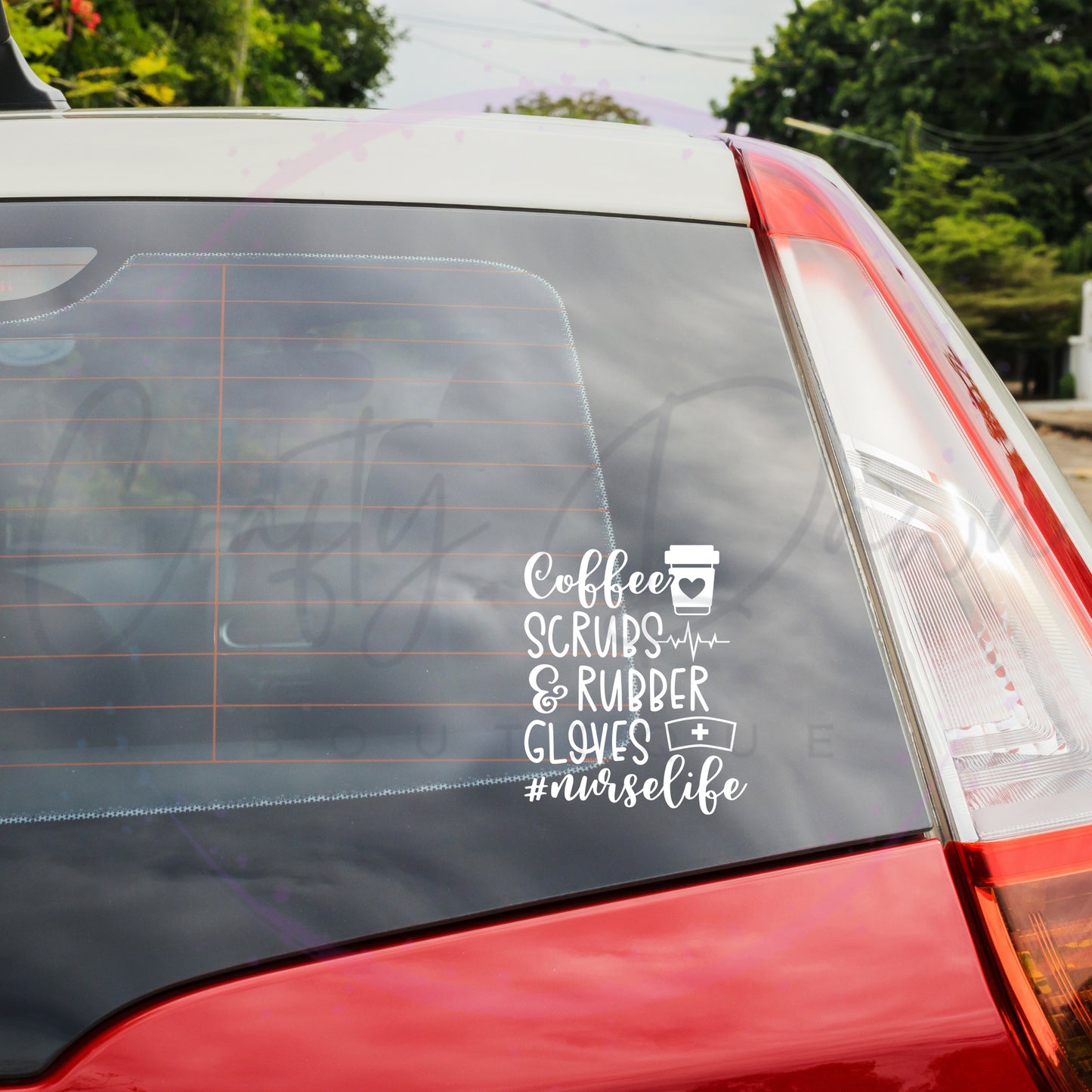 Coffee, Scrubs, & Rubber Gloves Decal