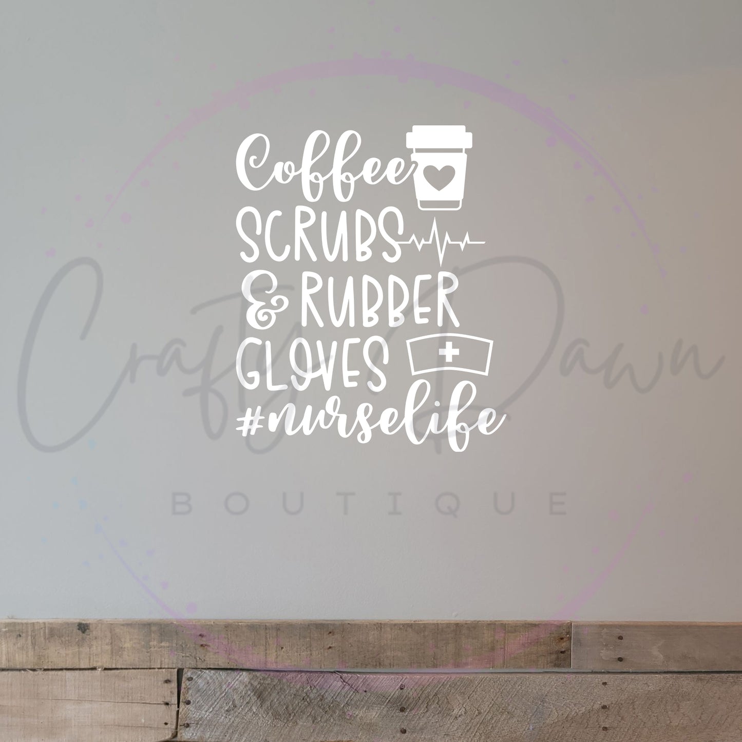 Coffee, Scrubs, & Rubber Gloves Decal