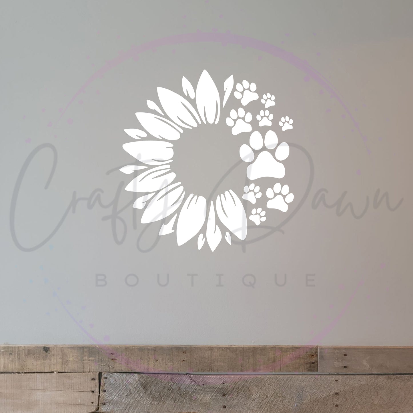 Dog Paw Sunflower Decal