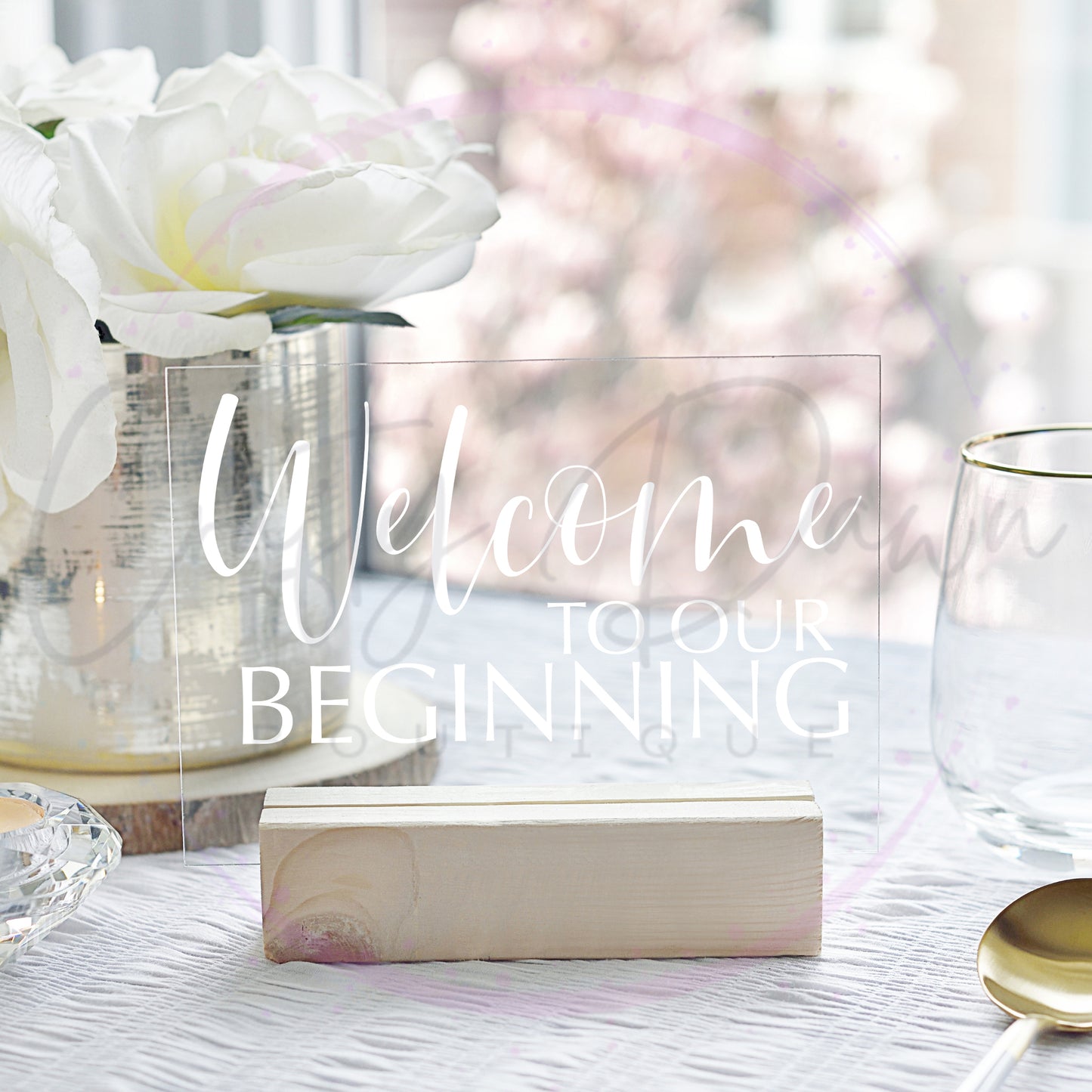 Welcome To Our Beginning Acrylic Sign