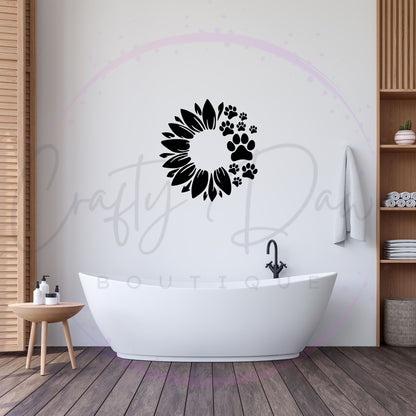 Dog Paw Sunflower Decal