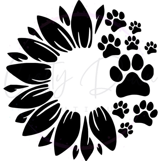 Dog Paw Sunflower Decal