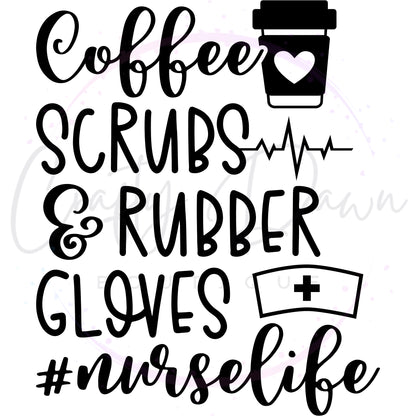 Coffee, Scrubs, & Rubber Gloves Decal