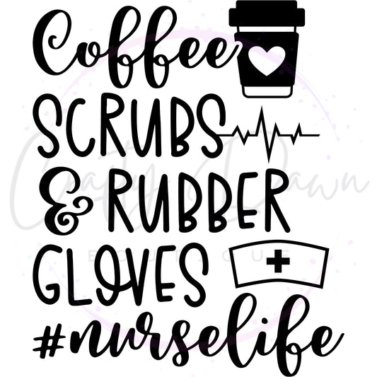 Coffee, Scrubs, & Rubber Gloves Decal