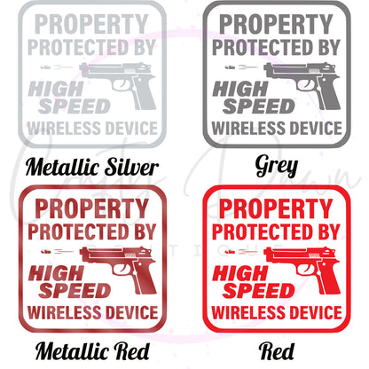 Property Protected By High Speed Wireless Device Decal