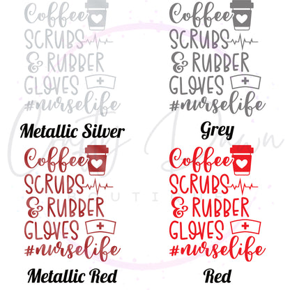 Coffee, Scrubs, & Rubber Gloves Decal