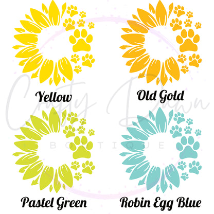Dog Paw Sunflower Decal