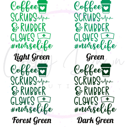 Coffee, Scrubs, & Rubber Gloves Decal
