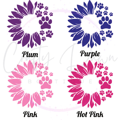 Dog Paw Sunflower Decal