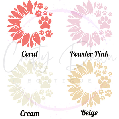 Dog Paw Sunflower Decal