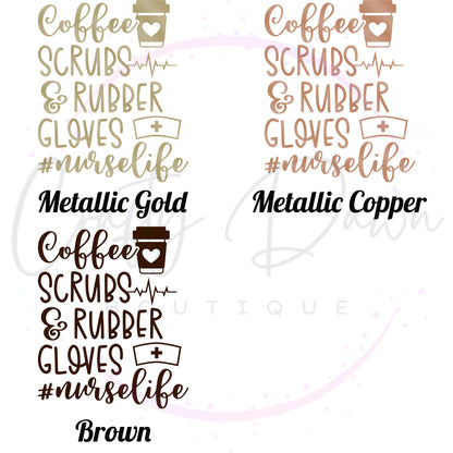 Coffee, Scrubs, & Rubber Gloves Decal