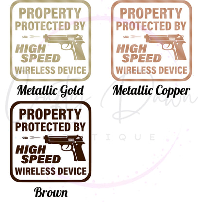 Property Protected By High Speed Wireless Device Decal
