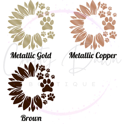 Dog Paw Sunflower Decal