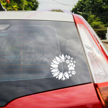 Dog Paw Sunflower Decal