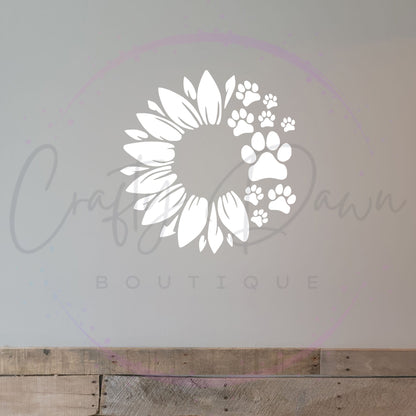 Dog Paw Sunflower Decal